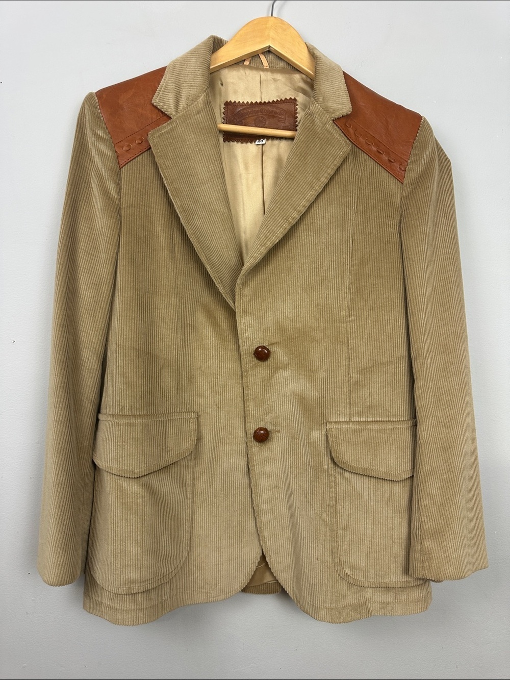 VTG 70’s Mens Corduroy Leather Sports Coat Sz 40